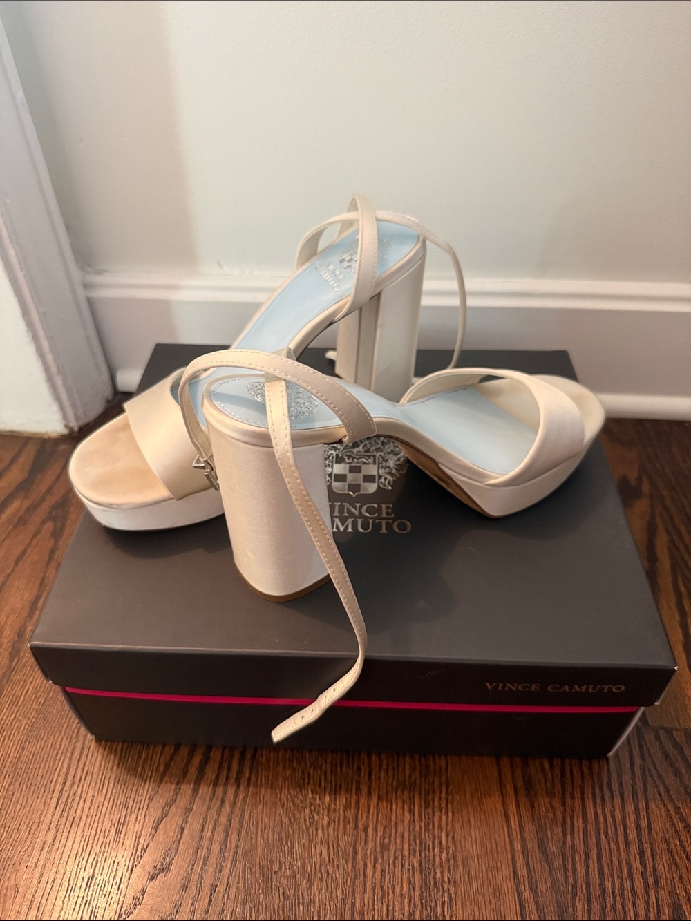 Bridal Vince Camuto Cream Platform Pendreya Block Heel Sandals Milk Cream